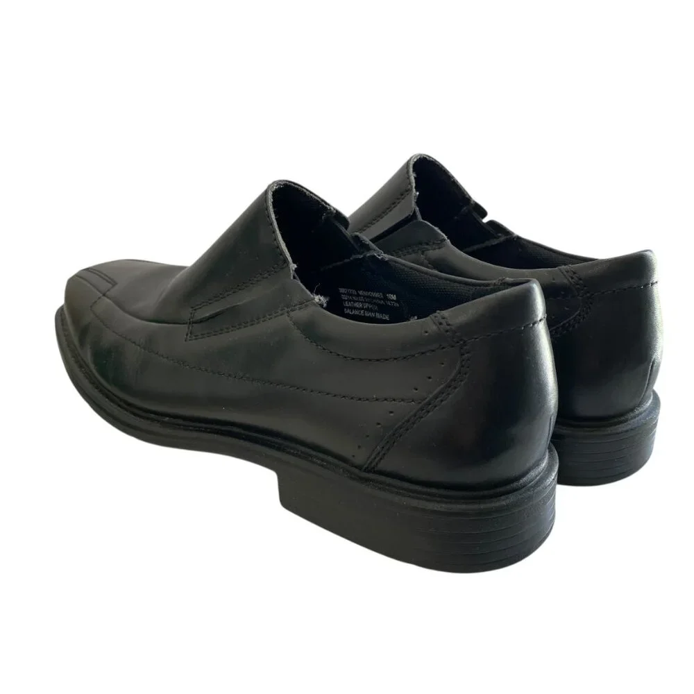 Clarks Leather England Deane Square Toe Loafer Mens 10M Black Office Career Work